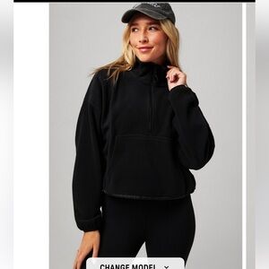 Fabletics no chill jacket half zip fleece in black